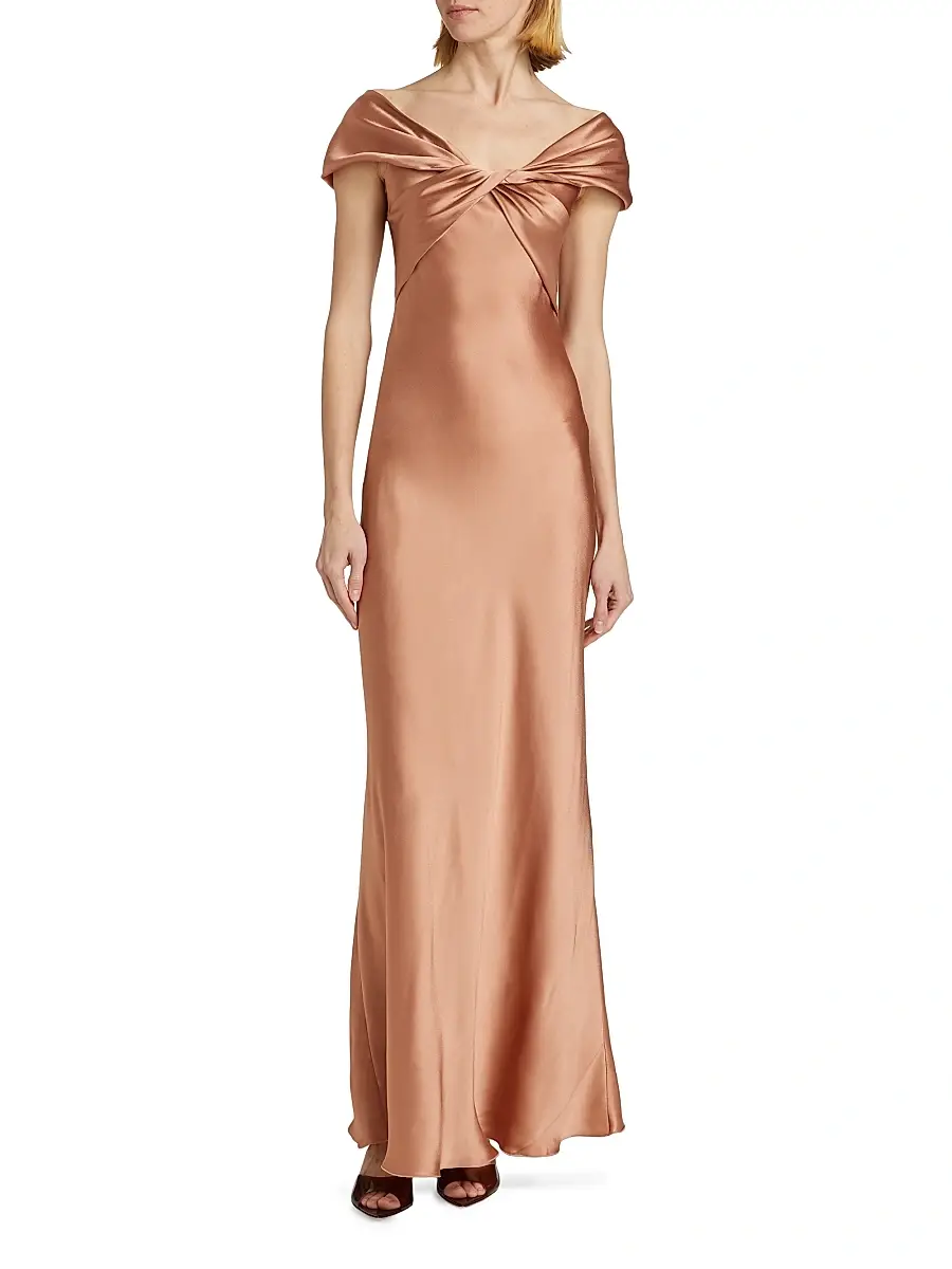 Alberta Ferretti Women's Satin Off-The-Shoulder Gown | Thumbnail 3