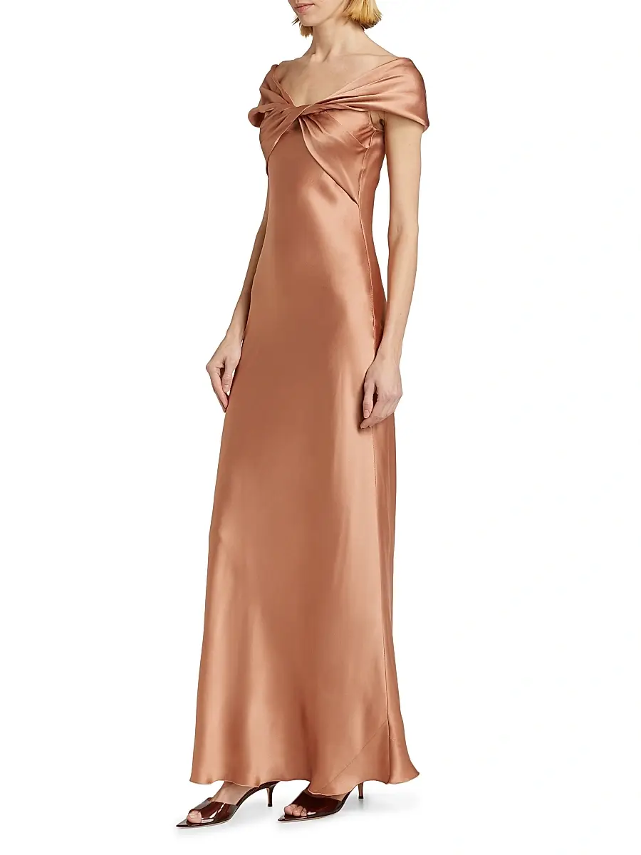 Alberta Ferretti Women's Satin Off-The-Shoulder Gown | Thumbnail 4