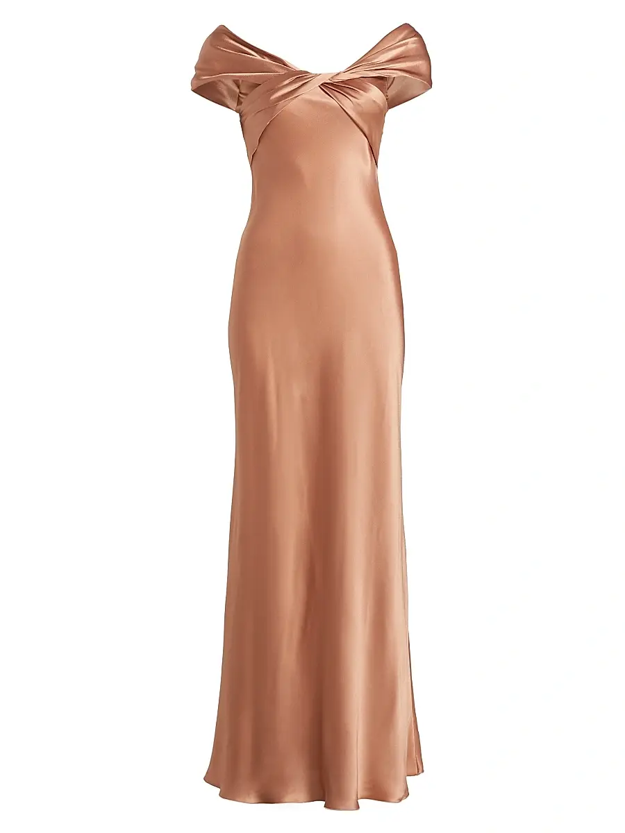 Alberta Ferretti Women's Satin Off-The-Shoulder Gown | Image 1 Alberta Ferretti Women's Satin Off-The-Shoulder Gown | Image 1