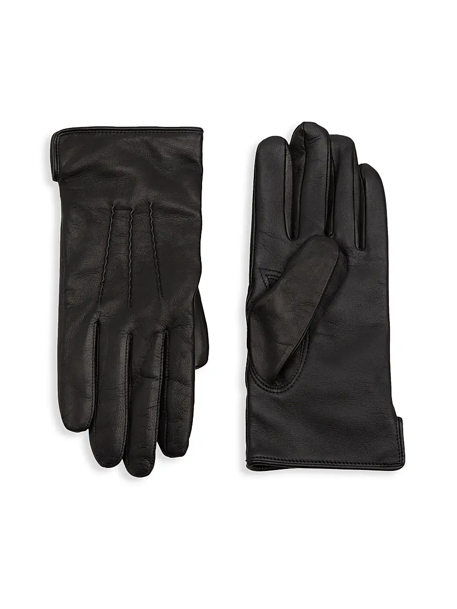 Saks Fifth Avenue Men's COLLECTION Nappa Touch Tech Leather Gloves - Black | Image 1 Saks Fifth Avenue Men's COLLECTION Nappa Touch Tech Leather Gloves - Black | Image 1