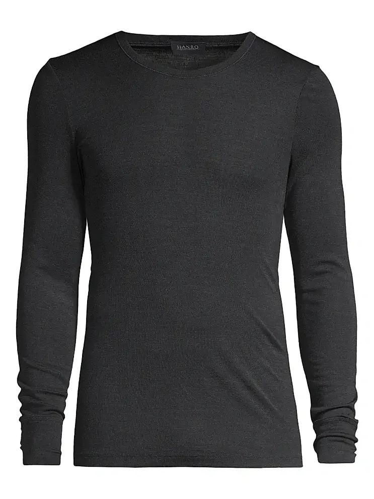 Men's Woolen Silk Long Sleeve Crewneck Tee