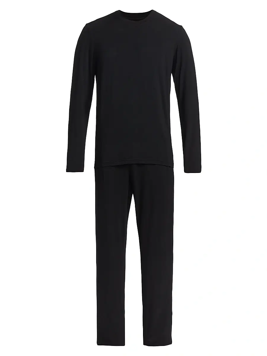 Saks Fifth Avenue Men's COLLECTION Long-Sleeve Sleep Set - Moonless Night - Size XS | Image 1 Saks Fifth Avenue Men's COLLECTION Long-Sleeve Sleep Set - Moonless Night - Size XS | Image 1