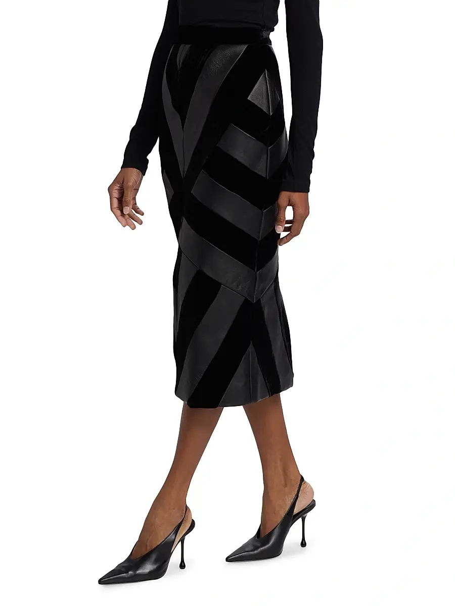 Sergio Hudson Women's Leather Chevron Skirt | Thumbnail 4 Sergio Hudson Women's Leather Chevron Skirt | Thumbnail 4