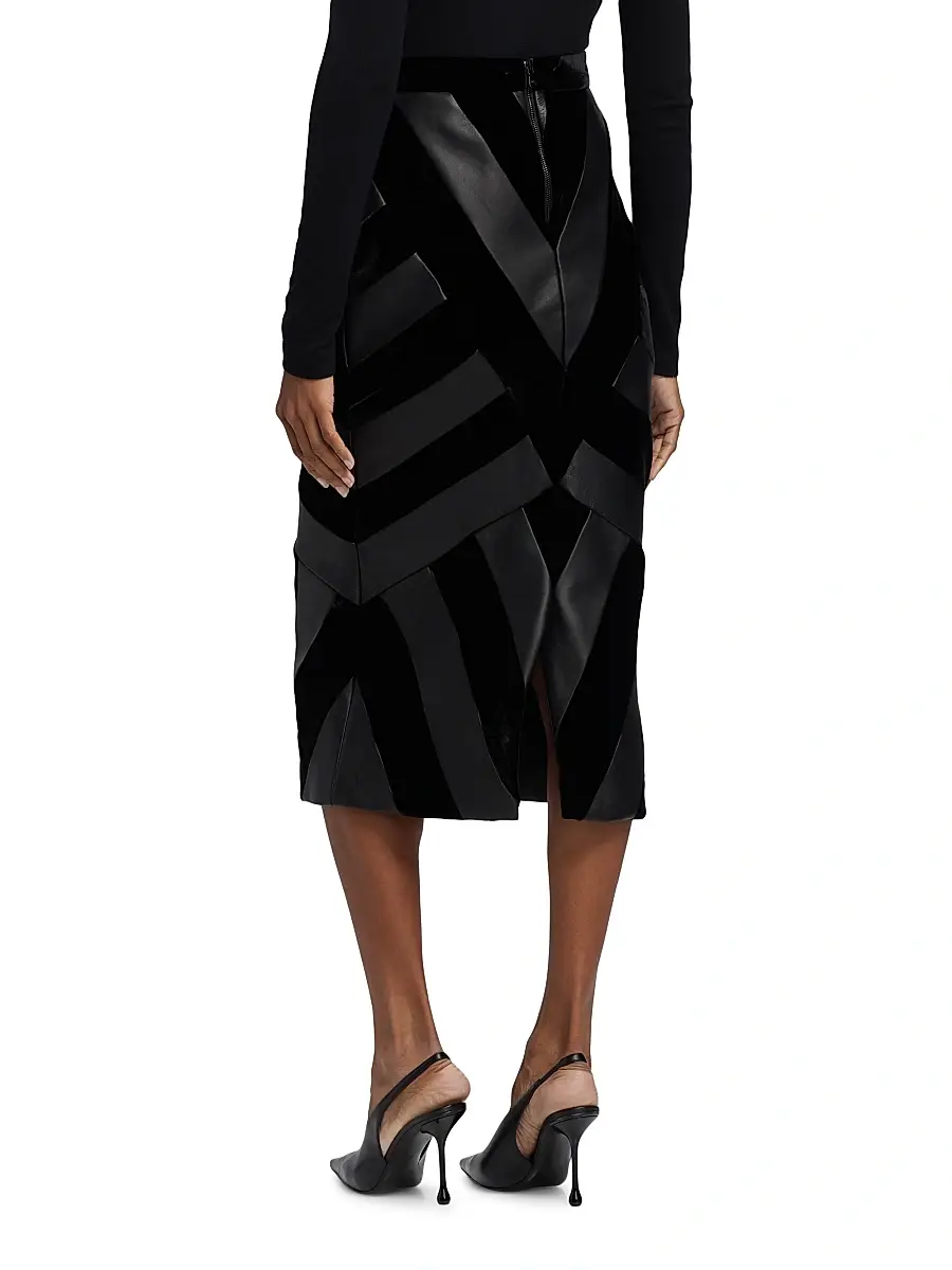 Sergio Hudson Women's Leather Chevron Skirt | Thumbnail 5 Sergio Hudson Women's Leather Chevron Skirt | Thumbnail 5