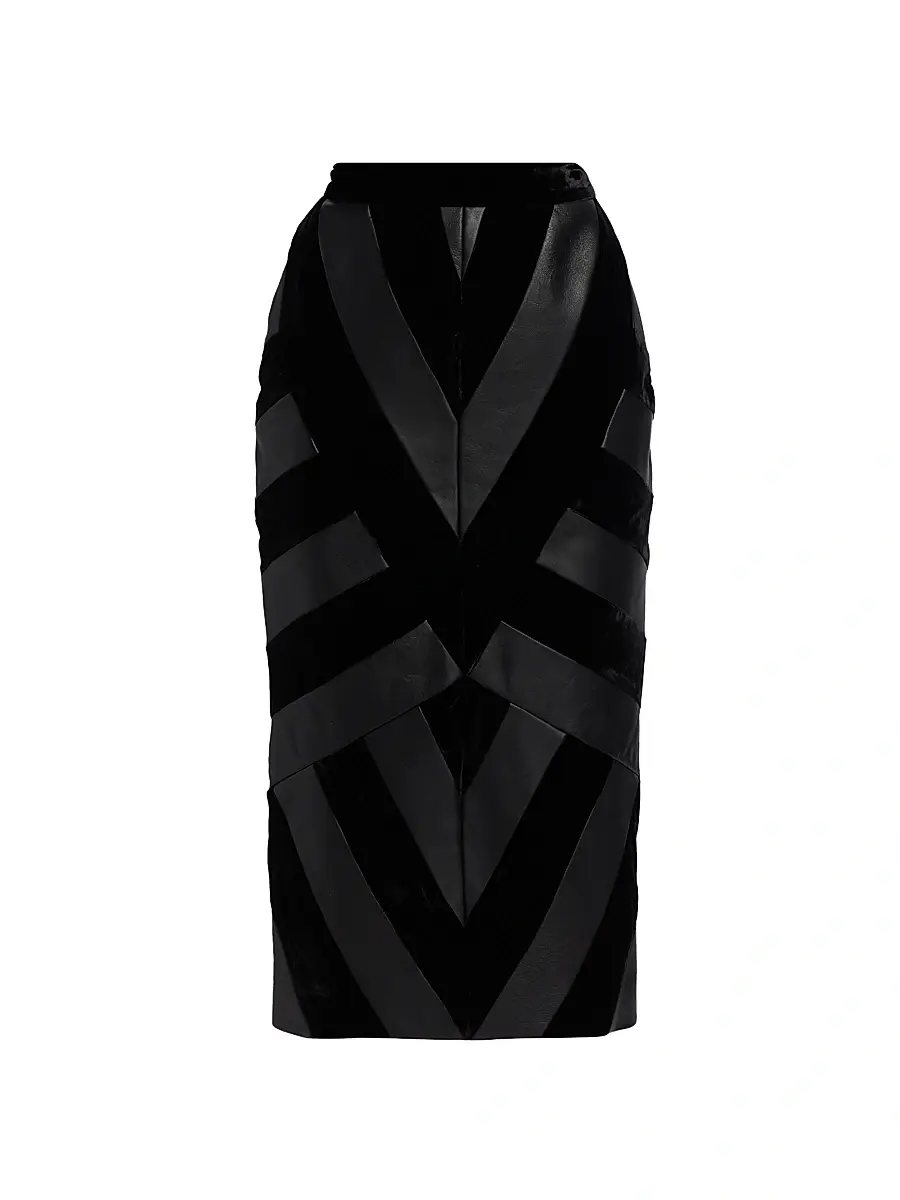 Sergio Hudson Women's Leather Chevron Skirt