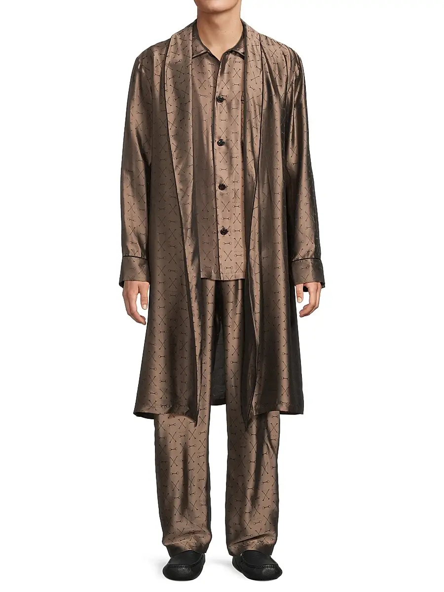 Fleur du Mal Men's Logo Jacquard Silk-Blend Robe | Thumbnail 2 Fleur du Mal Men's Logo Jacquard Silk-Blend Robe | Thumbnail 2