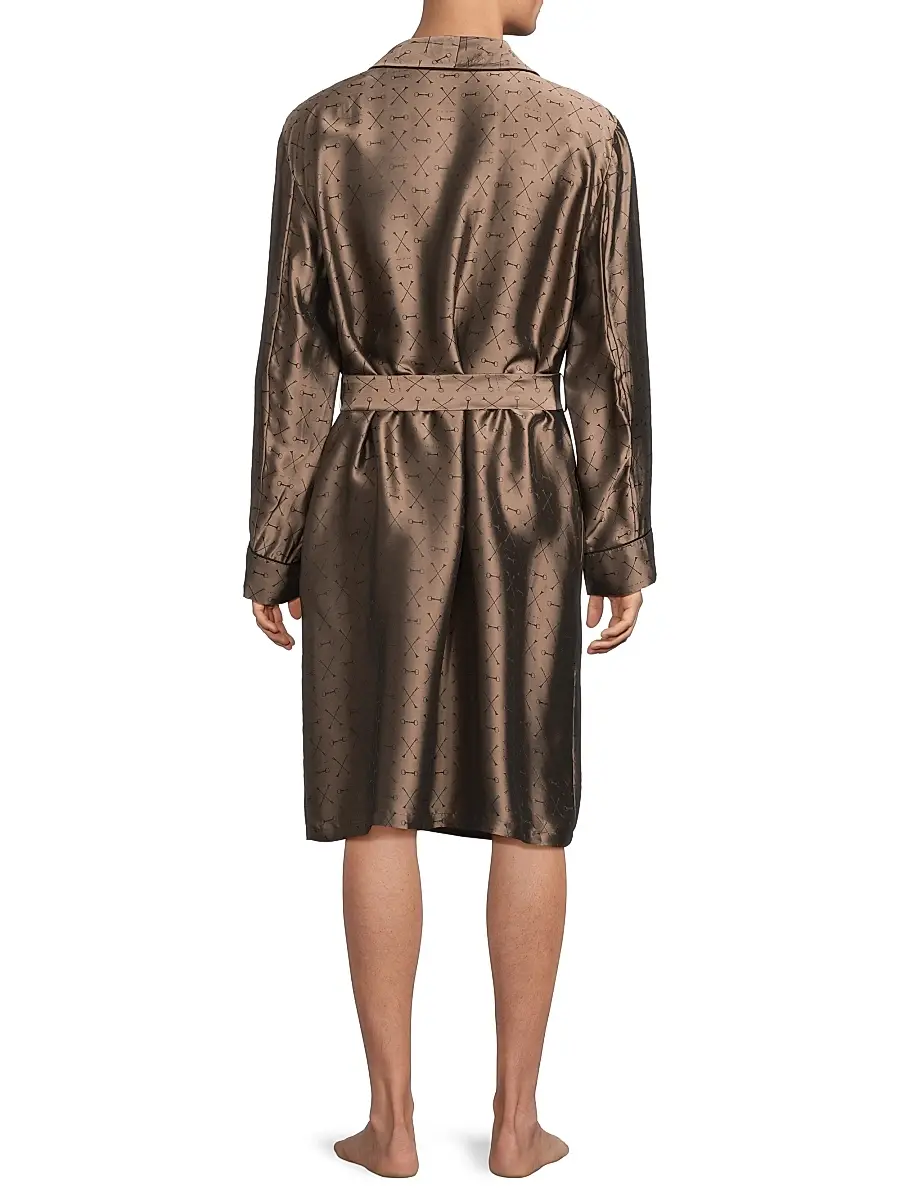 Fleur du Mal Men's Logo Jacquard Silk-Blend Robe | Thumbnail 5 Fleur du Mal Men's Logo Jacquard Silk-Blend Robe | Thumbnail 5