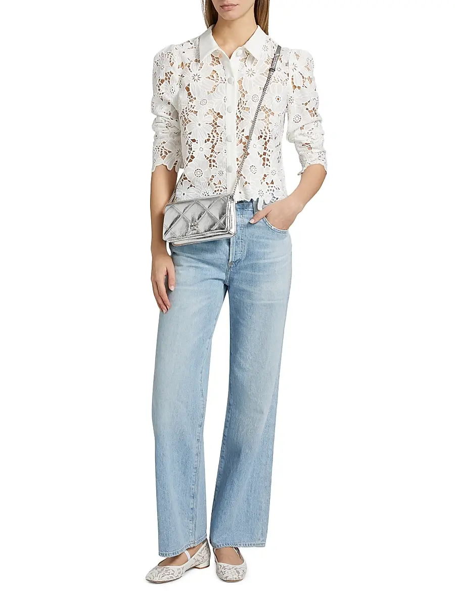 Milly Women's June Lace Button-Front Shirt | Thumbnail 2 Milly Women's June Lace Button-Front Shirt | Thumbnail 2