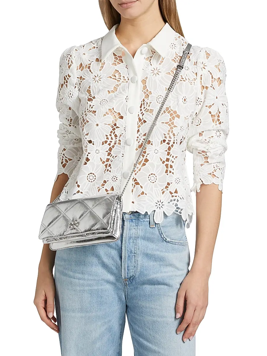 Milly Women's June Lace Button-Front Shirt | Thumbnail 3 Milly Women's June Lace Button-Front Shirt | Thumbnail 3