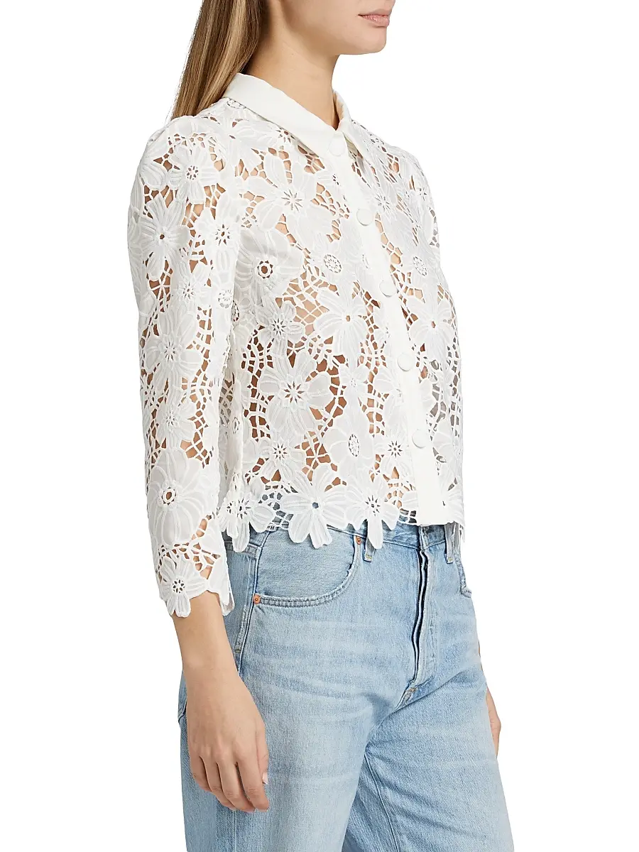 Milly Women's June Lace Button-Front Shirt | Thumbnail 4 Milly Women's June Lace Button-Front Shirt | Thumbnail 4