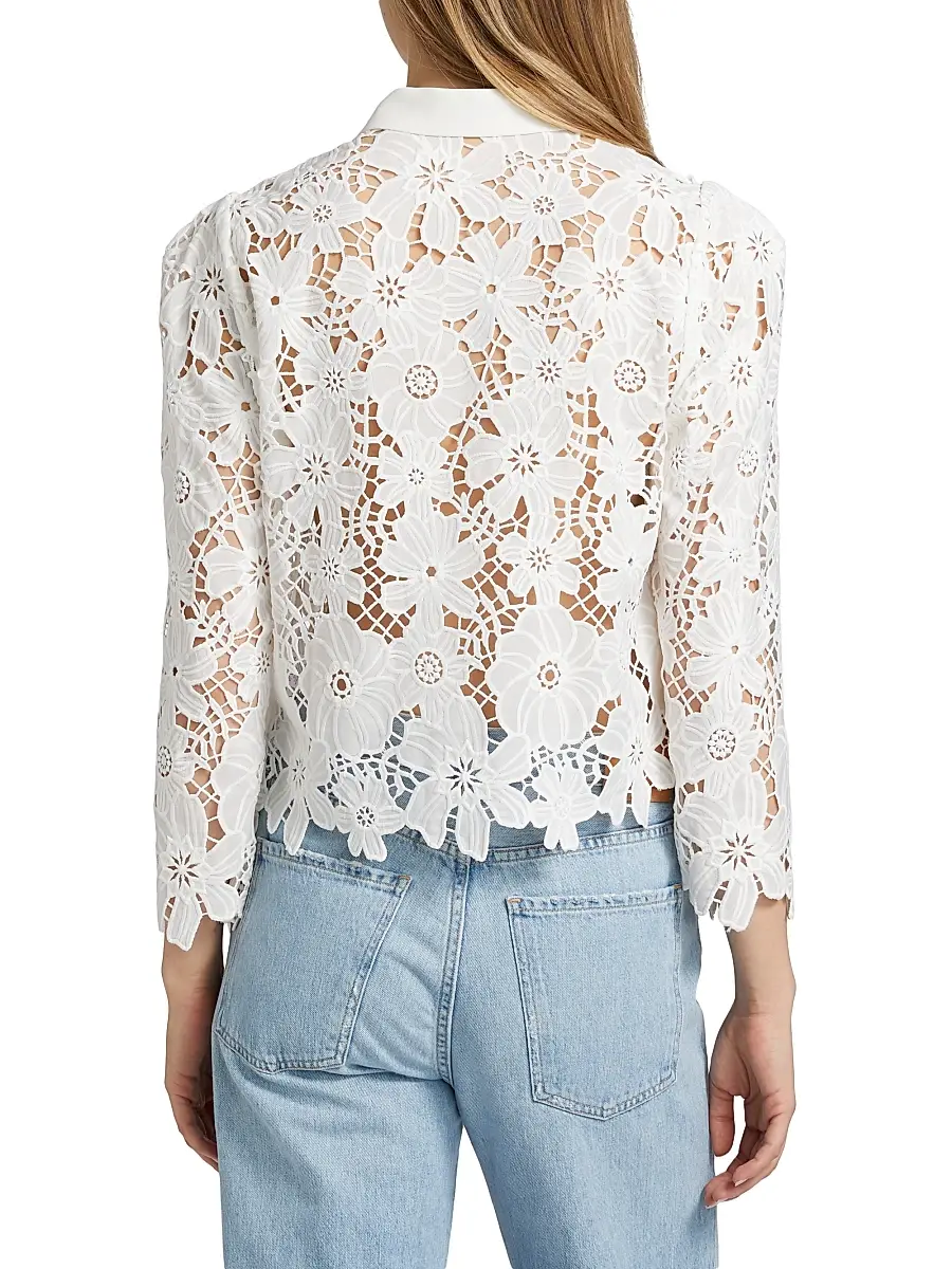 Milly Women's June Lace Button-Front Shirt | Thumbnail 5 Milly Women's June Lace Button-Front Shirt | Thumbnail 5