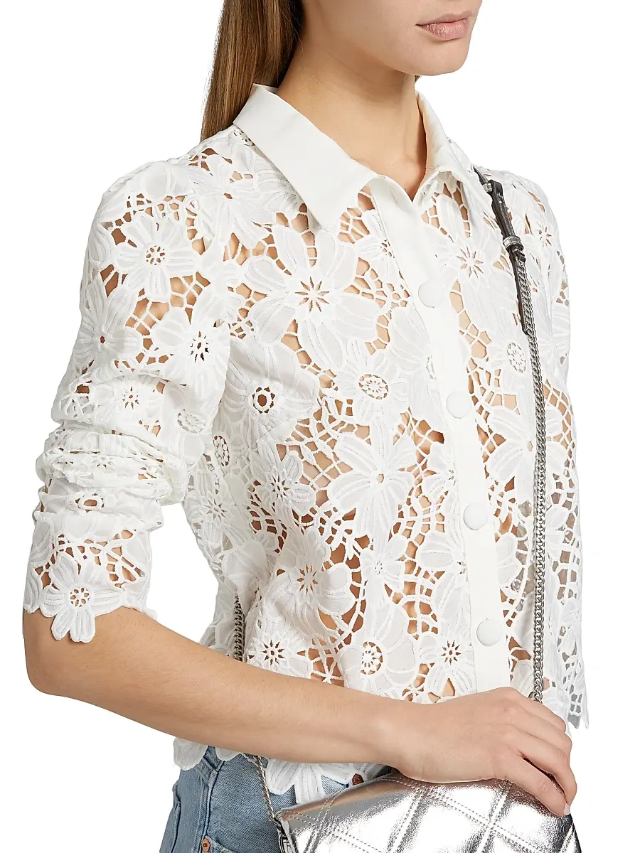 Milly Women's June Lace Button-Front Shirt | Thumbnail 6 Milly Women's June Lace Button-Front Shirt | Thumbnail 6