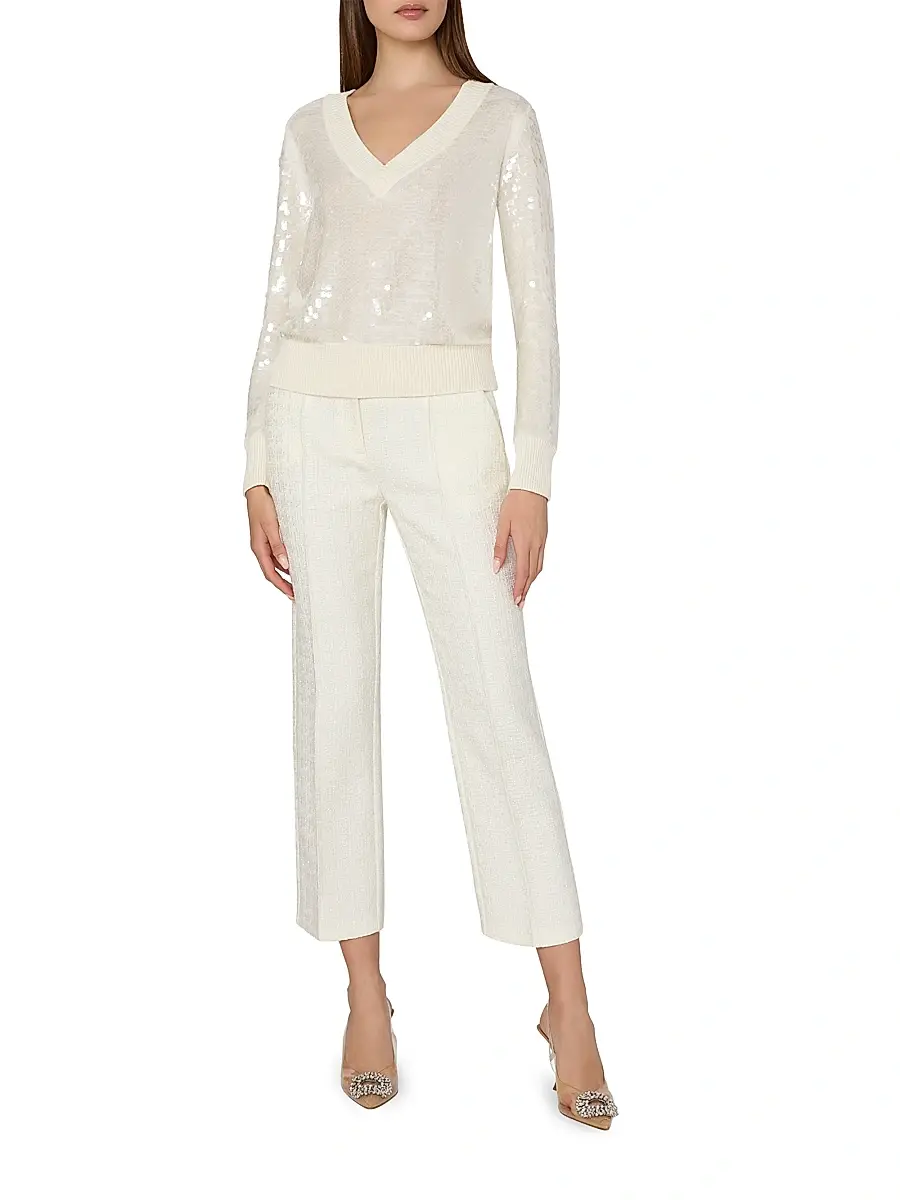 Milly Women's Ilaria Sequined V-Neck Sweater | Thumbnail 2 Milly Women's Ilaria Sequined V-Neck Sweater | Thumbnail 2