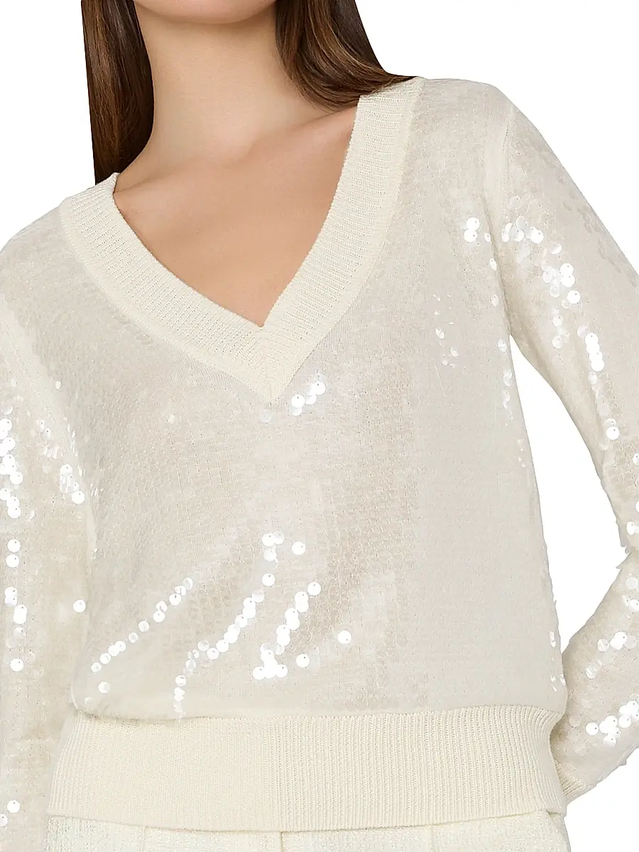 Milly Women's Ilaria Sequined V-Neck Sweater | Thumbnail 4 Milly Women's Ilaria Sequined V-Neck Sweater | Thumbnail 4