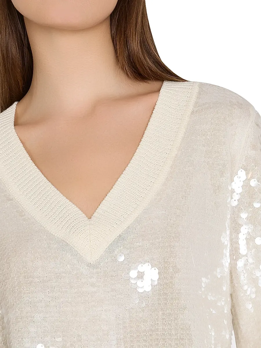 Milly Women's Ilaria Sequined V-Neck Sweater | Thumbnail 5 Milly Women's Ilaria Sequined V-Neck Sweater | Thumbnail 5