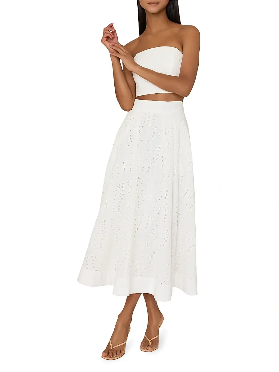 Milly Women's Butterfly Eyelet Strapless Crop Top | Thumbnail 2 Milly Women's Butterfly Eyelet Strapless Crop Top | Thumbnail 2