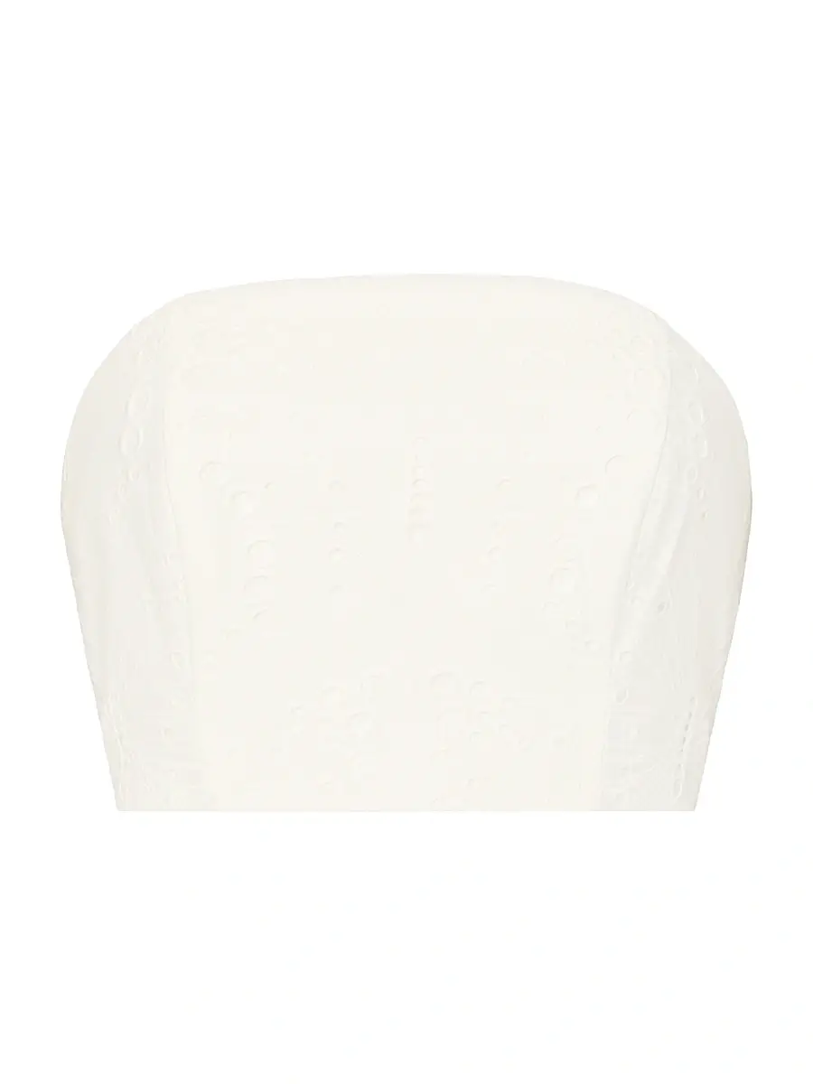 Milly Women's Butterfly Eyelet Strapless Crop Top