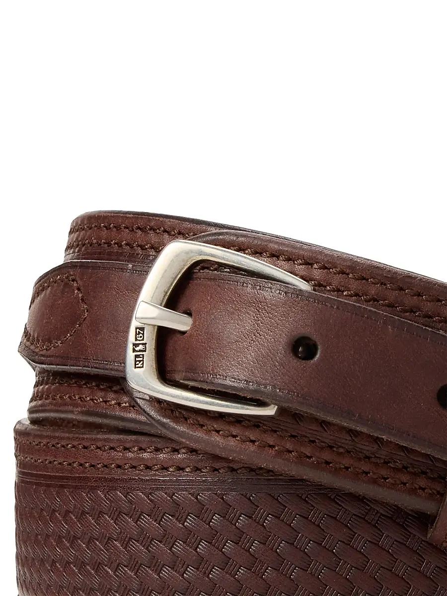 Polo Ralph Lauren Men's Western Woven Leather Belt | Thumbnail 3 Polo Ralph Lauren Men's Western Woven Leather Belt | Thumbnail 3