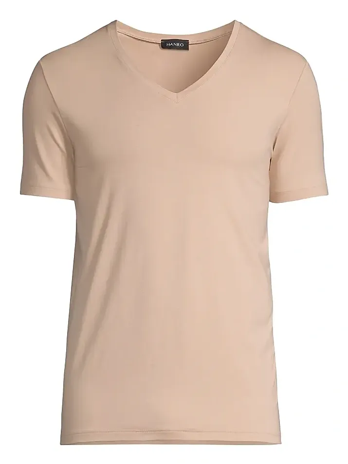 Hanro Men's Cotton Superior Short Sleeve V-Neck Tee
