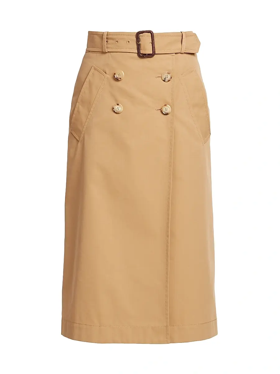 MOSCHINO Women's Trench-Style Belted Midi Skirt - Beige | Image 1 MOSCHINO Women's Trench-Style Belted Midi Skirt - Beige | Image 1
