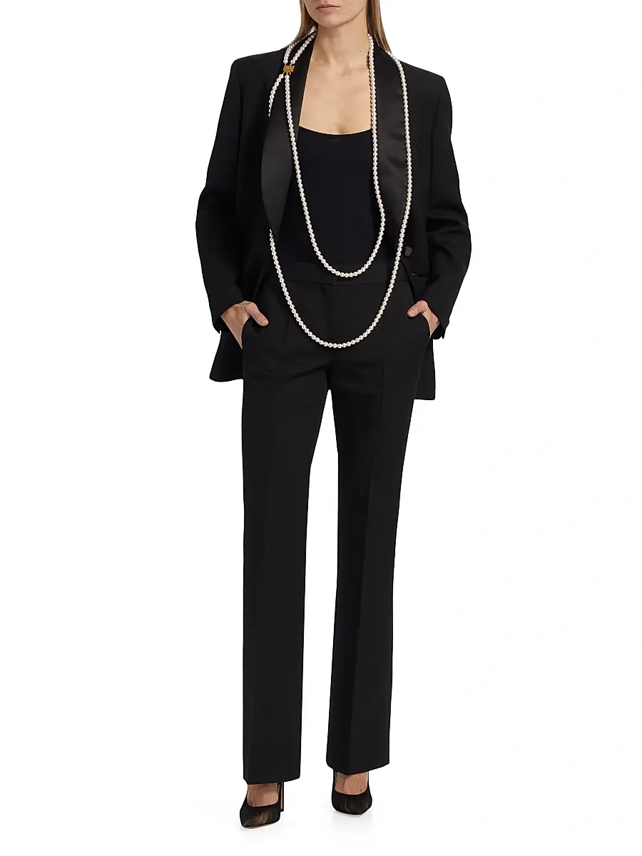 MOSCHINO Women's Wool-Blend Straight-Leg Trousers | Thumbnail 2 MOSCHINO Women's Wool-Blend Straight-Leg Trousers | Thumbnail 2