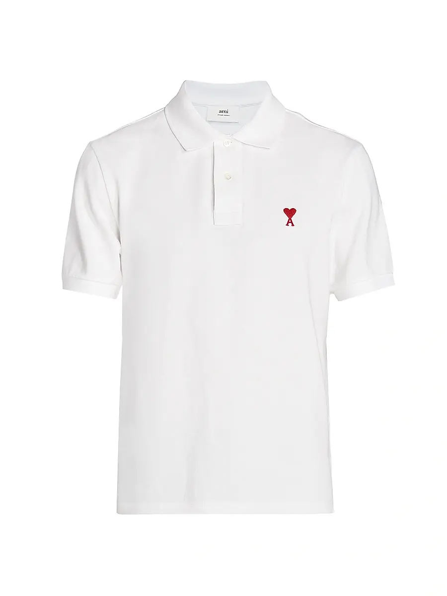 AMI Paris Men's Ami De Coeur Polo Shirt - Blanc | Image 1 AMI Paris Men's Ami De Coeur Polo Shirt - Blanc | Image 1