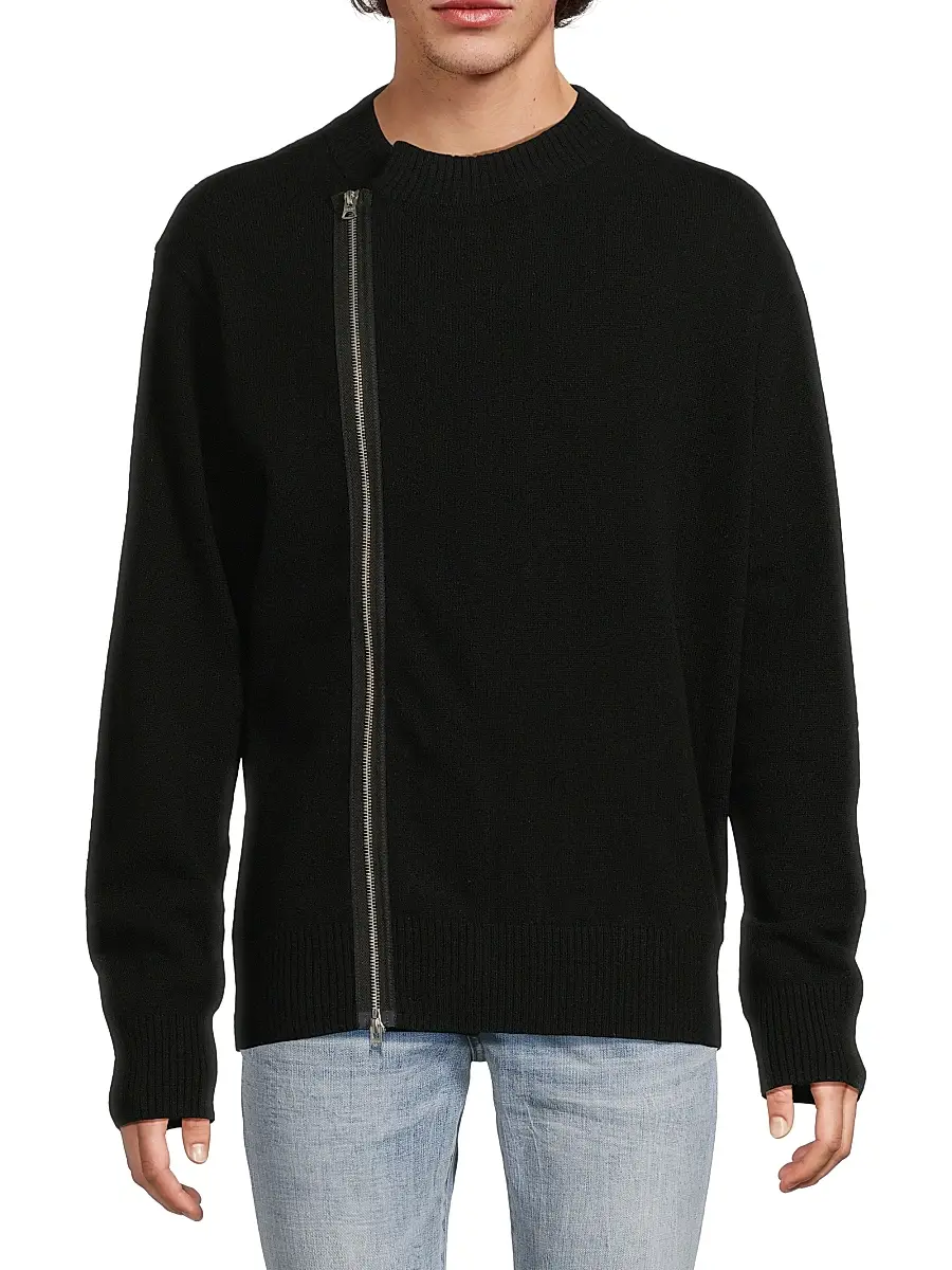 Sacai Men's Wool Zip-Front Cardigan | Thumbnail 3 Sacai Men's Wool Zip-Front Cardigan | Thumbnail 3