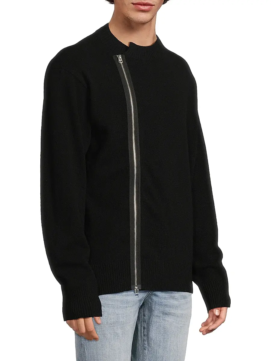 Sacai Men's Wool Zip-Front Cardigan | Thumbnail 4 Sacai Men's Wool Zip-Front Cardigan | Thumbnail 4
