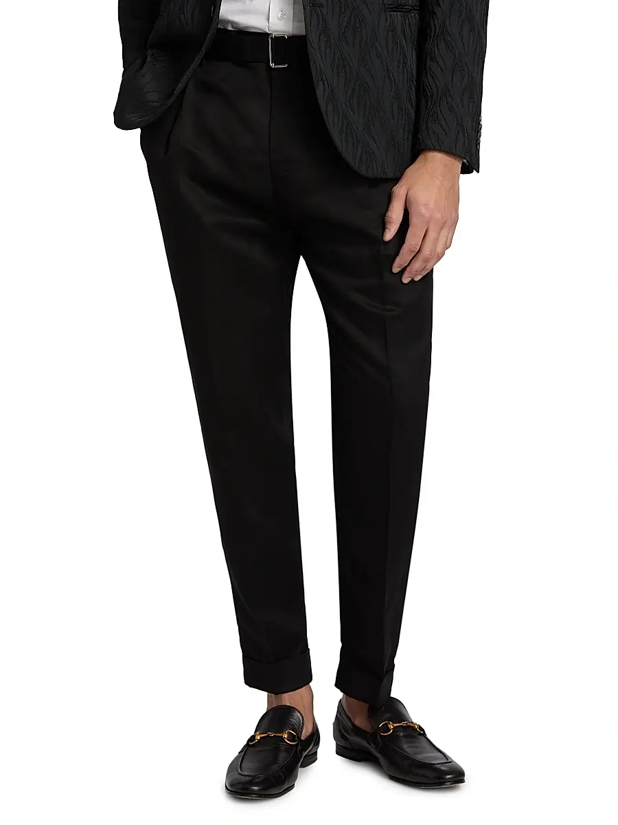 Reiss Men's Linen Crease-Front Belted Pants | Thumbnail 3 Reiss Men's Linen Crease-Front Belted Pants | Thumbnail 3