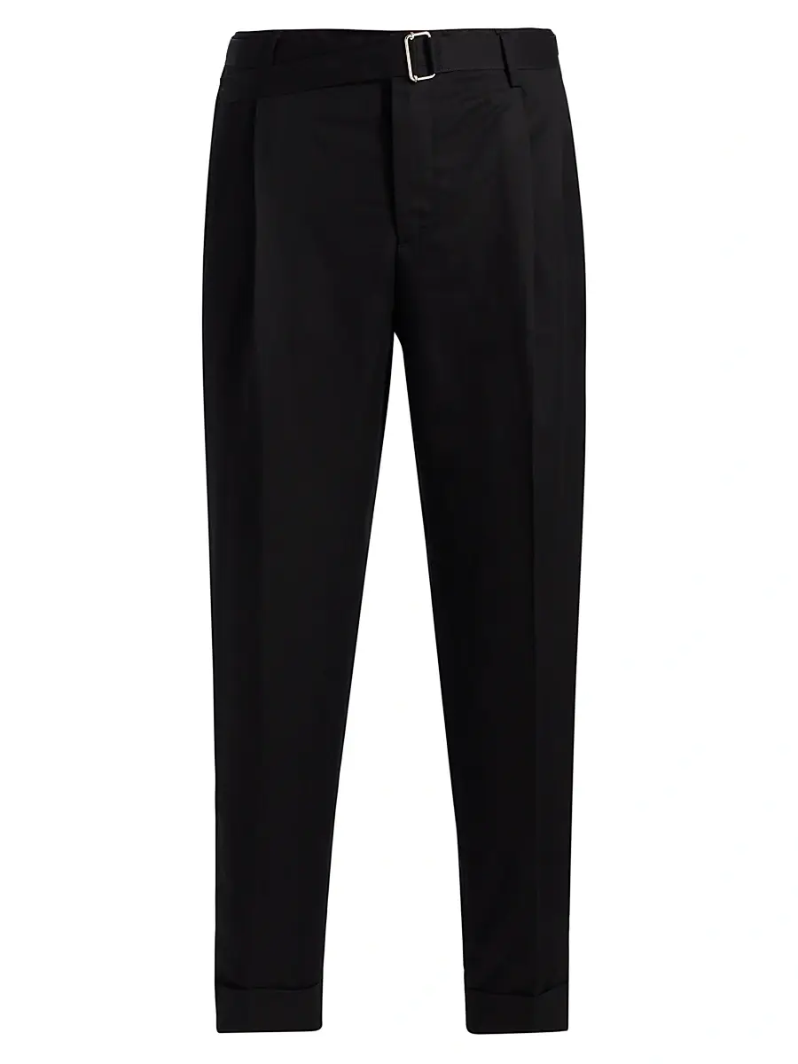 Reiss Men's Linen Crease-Front Belted Pants