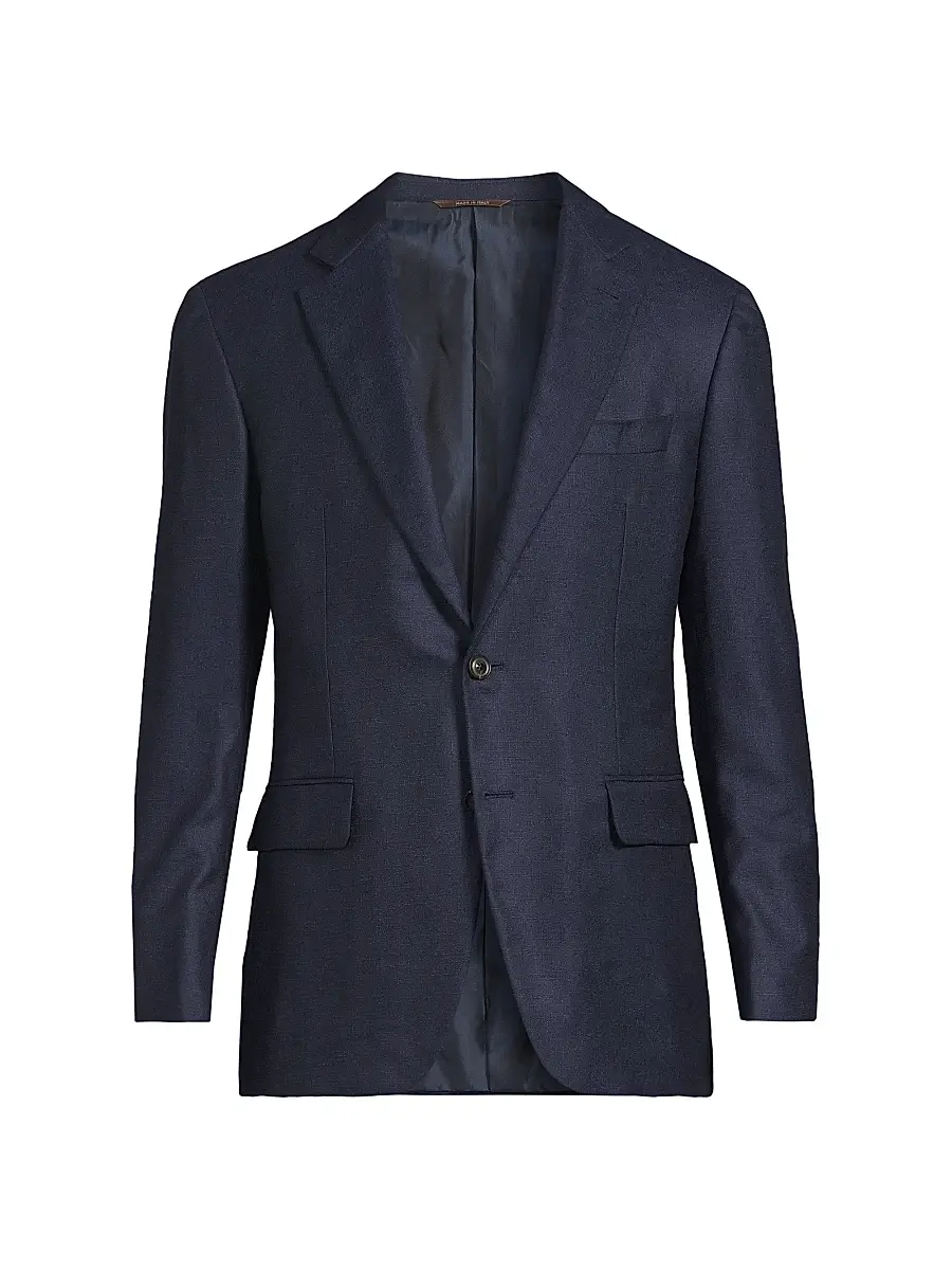 Canali Men's Solid Silk-Cashmere Sport Coat - Dark Blue - Size 42 | Image 1 Canali Men's Solid Silk-Cashmere Sport Coat - Dark Blue - Size 42 | Image 1