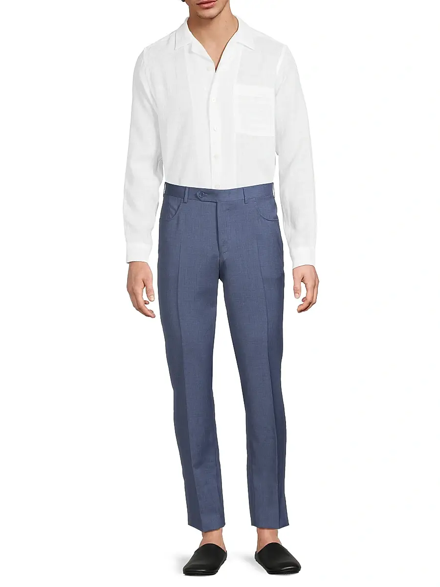 Canali Men's Linen Modern Fit Shirt | Thumbnail 2 Canali Men's Linen Modern Fit Shirt | Thumbnail 2