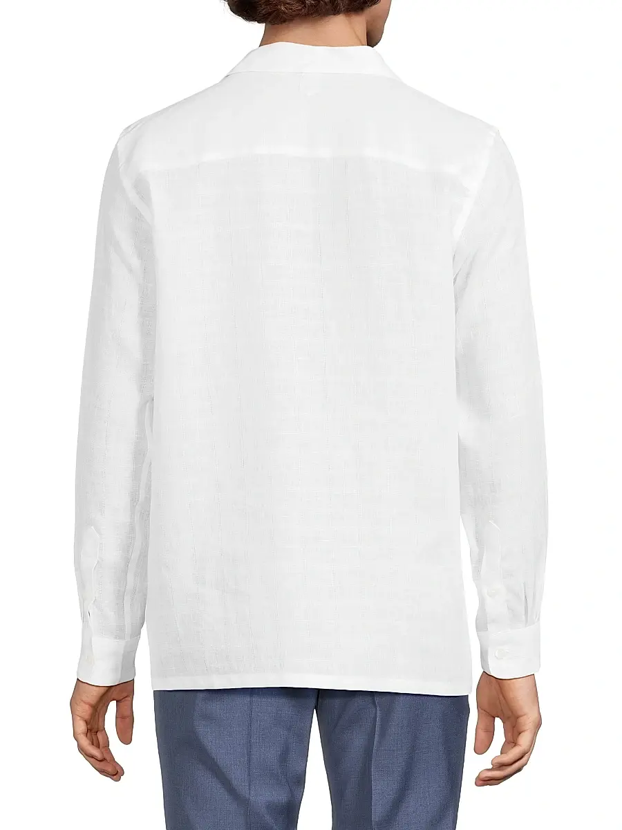 Canali Men's Linen Modern Fit Shirt | Thumbnail 5 Canali Men's Linen Modern Fit Shirt | Thumbnail 5