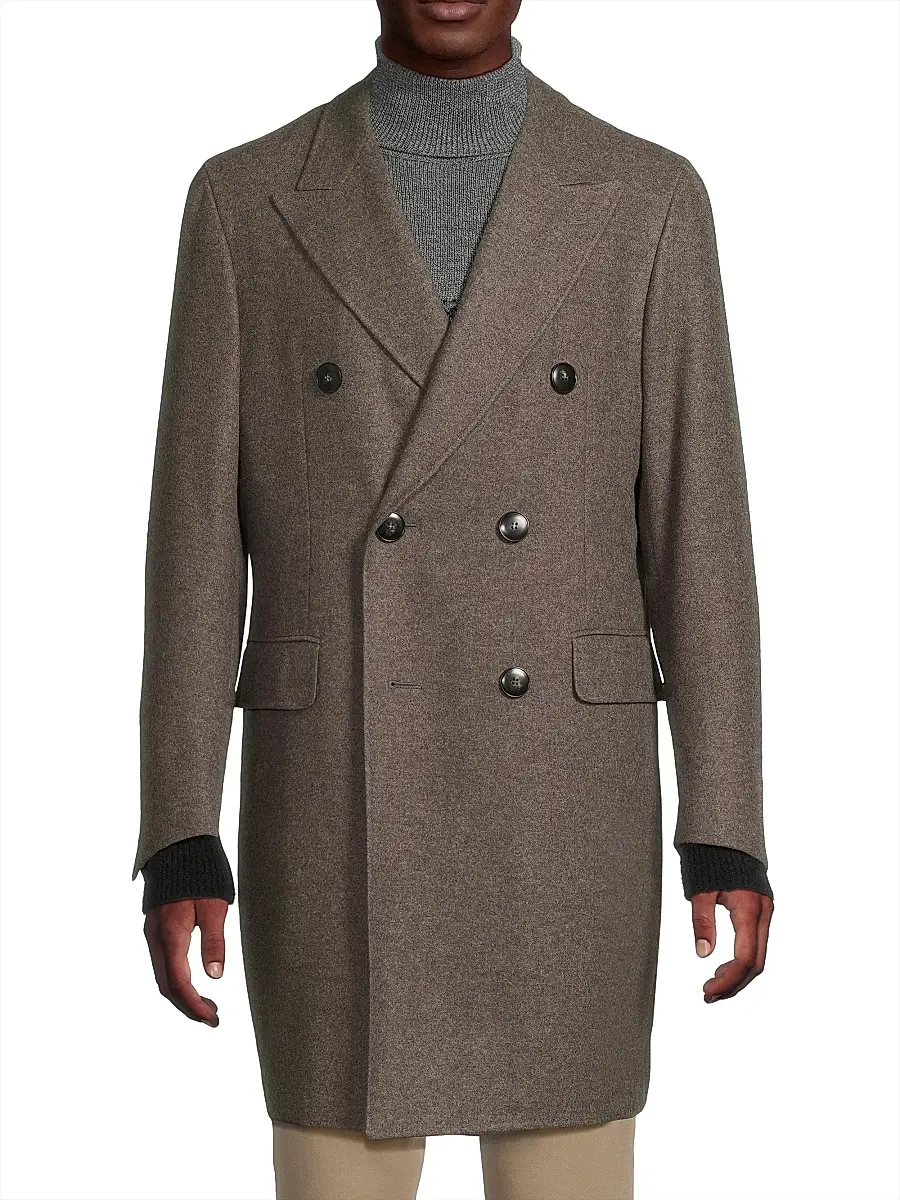 Canali Men's Wool-Cashmere Double-Breasted Coat | Thumbnail 3 Canali Men's Wool-Cashmere Double-Breasted Coat | Thumbnail 3