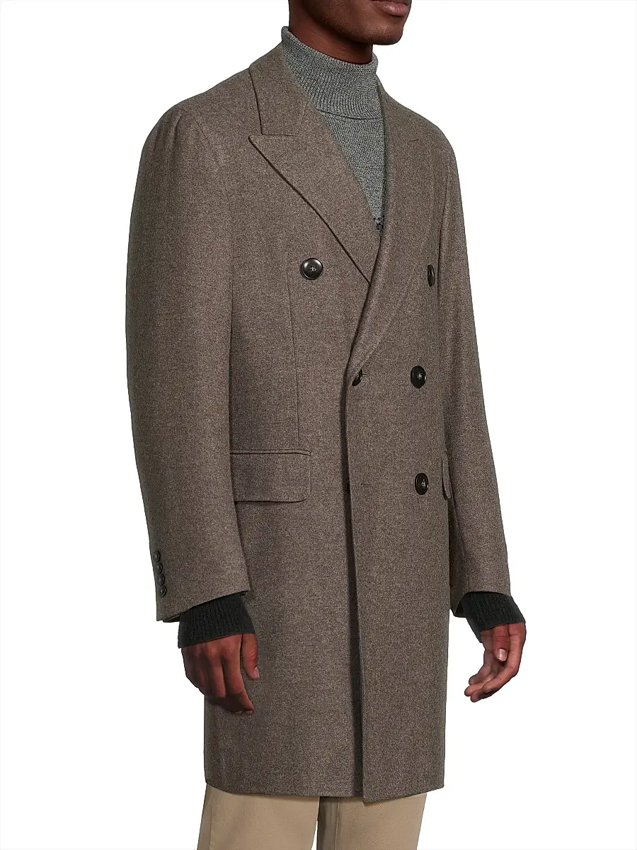 Canali Men's Wool-Cashmere Double-Breasted Coat | Thumbnail 4 Canali Men's Wool-Cashmere Double-Breasted Coat | Thumbnail 4