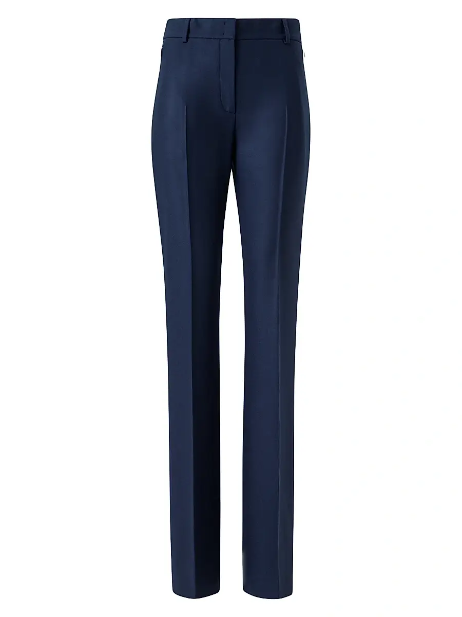 Akris Women's Marilyn Strech Flannel Boot-Cut Pants - Navy | Image 1 Akris Women's Marilyn Strech Flannel Boot-Cut Pants - Navy | Image 1