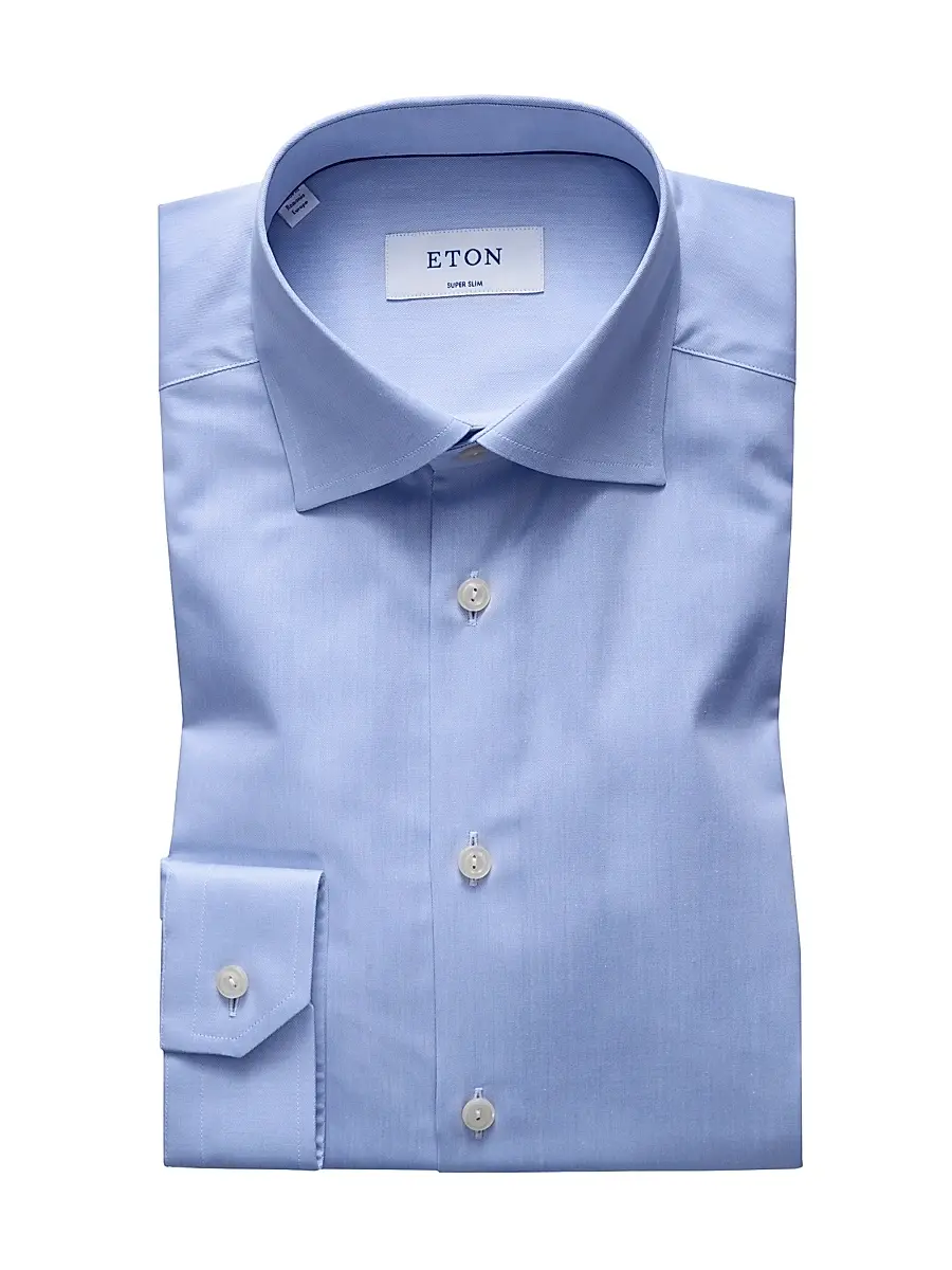 Eton Men's Super Slim-Fit Twill Dress Shirt - Blue - Size 14.5 | Image 1 Eton Men's Super Slim-Fit Twill Dress Shirt - Blue - Size 14.5 | Image 1