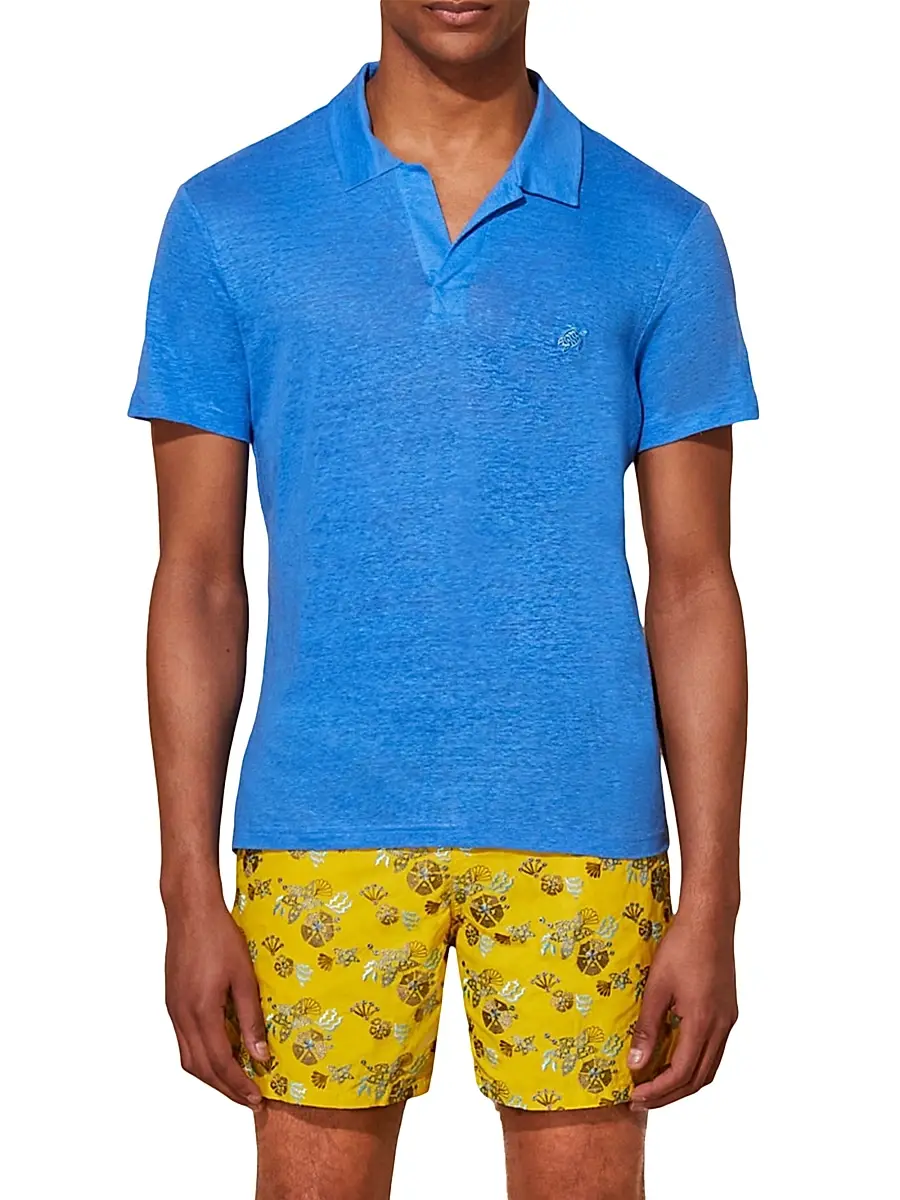 Vilebrequin Men's Pyramid Linen Polo Shirt | Thumbnail 3