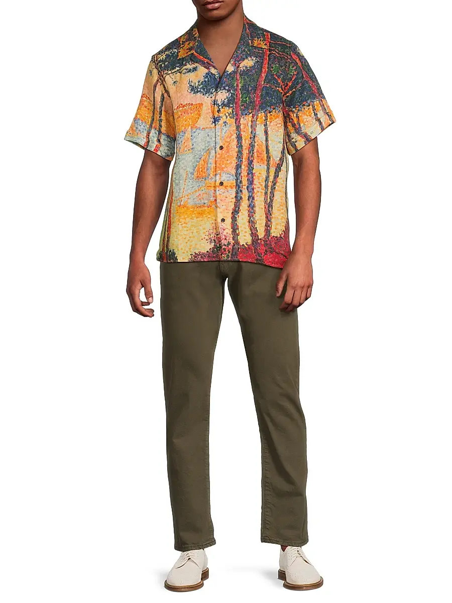 Vilebrequin Men's Sailboat Linen Shirt | Thumbnail 2 Vilebrequin Men's Sailboat Linen Shirt | Thumbnail 2