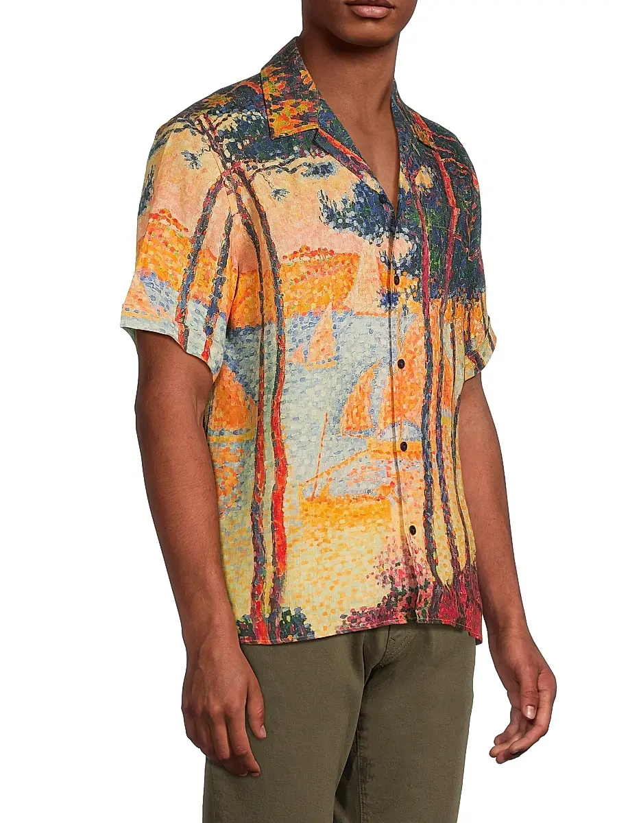 Vilebrequin Men's Sailboat Linen Shirt | Thumbnail 4 Vilebrequin Men's Sailboat Linen Shirt | Thumbnail 4