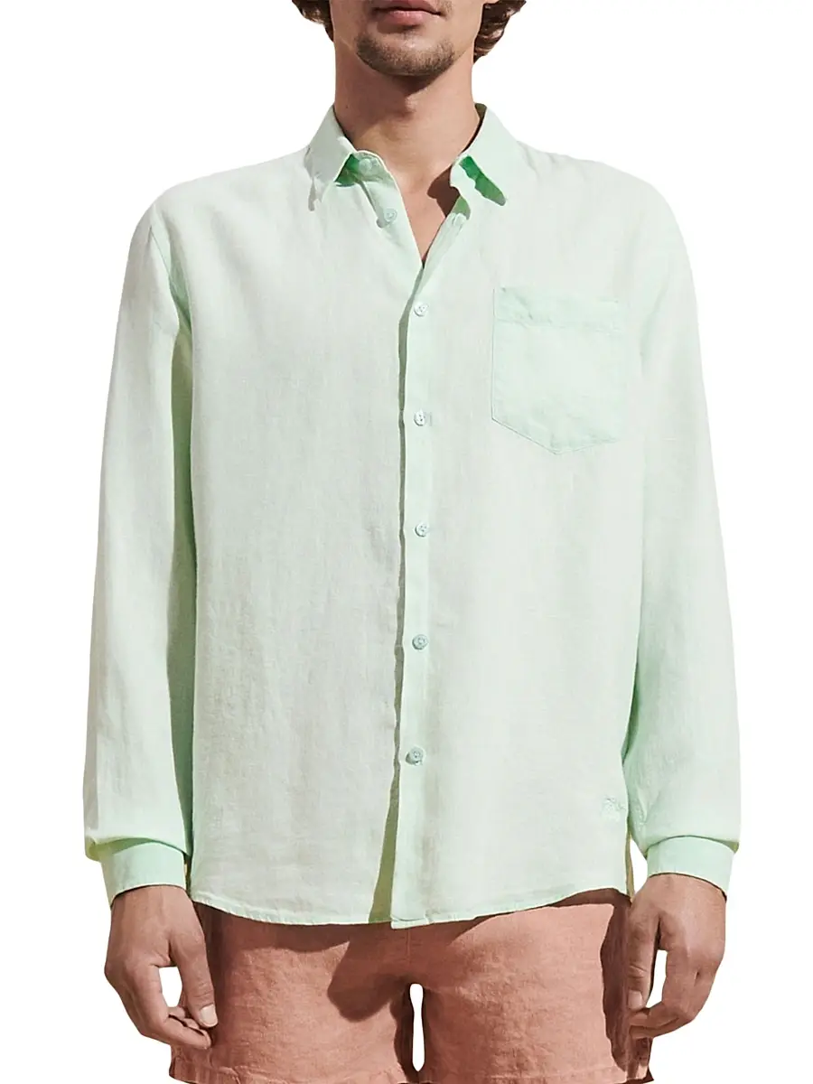Vilebrequin Men's Caroubis Linen Shirt | Thumbnail 3 Vilebrequin Men's Caroubis Linen Shirt | Thumbnail 3