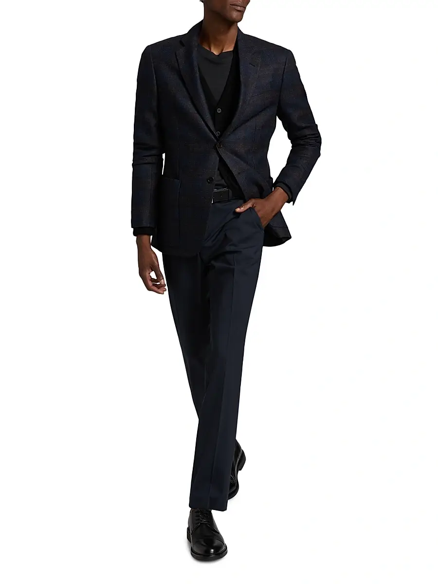 Emporio Armani Men's Patch Pocket Plaid Wool Sport Coat | Thumbnail 2 Emporio Armani Men's Patch Pocket Plaid Wool Sport Coat | Thumbnail 2