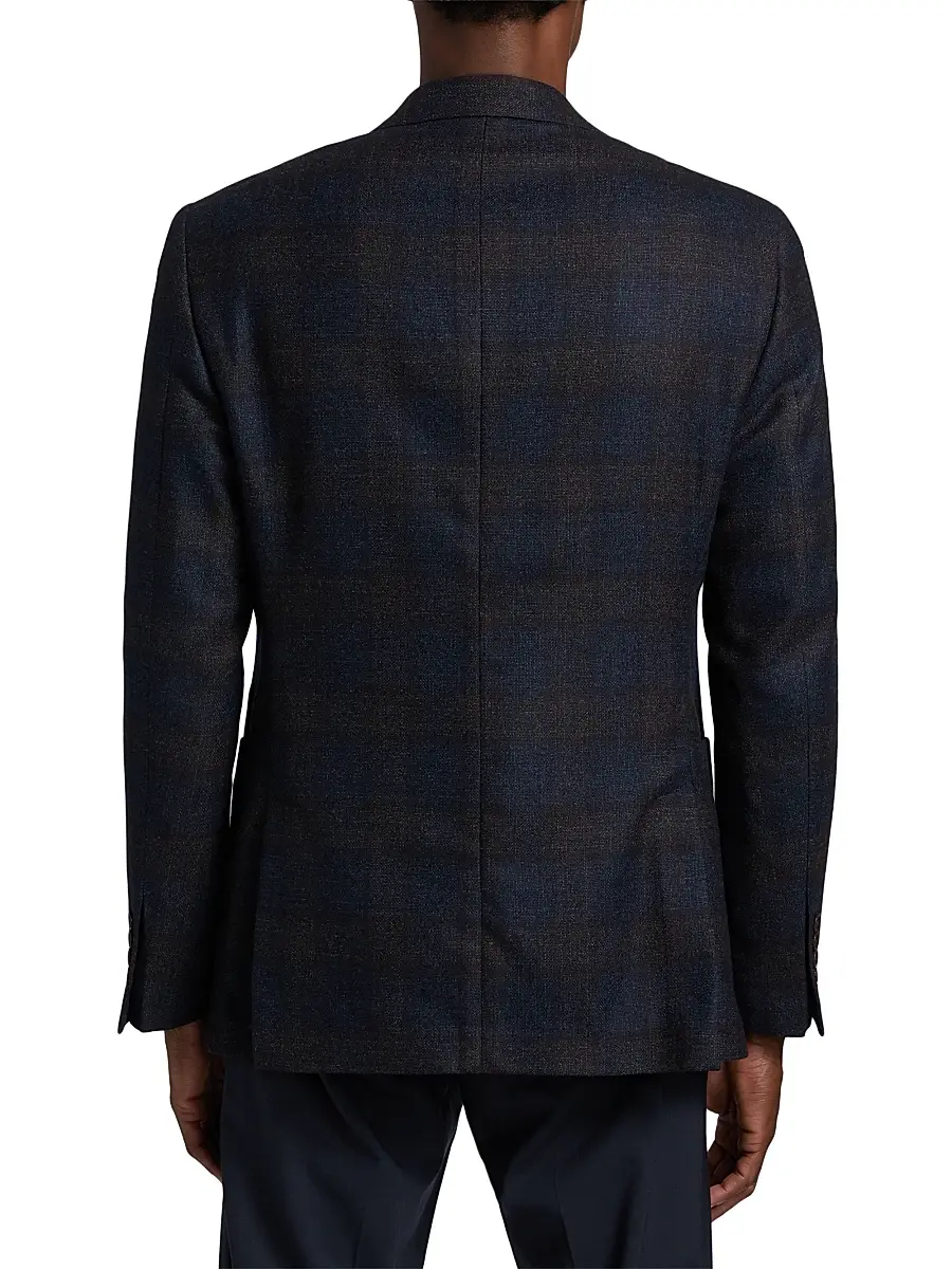 Emporio Armani Men's Patch Pocket Plaid Wool Sport Coat | Thumbnail 5 Emporio Armani Men's Patch Pocket Plaid Wool Sport Coat | Thumbnail 5