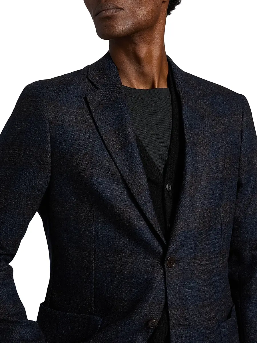 Emporio Armani Men's Patch Pocket Plaid Wool Sport Coat | Thumbnail 6 Emporio Armani Men's Patch Pocket Plaid Wool Sport Coat | Thumbnail 6