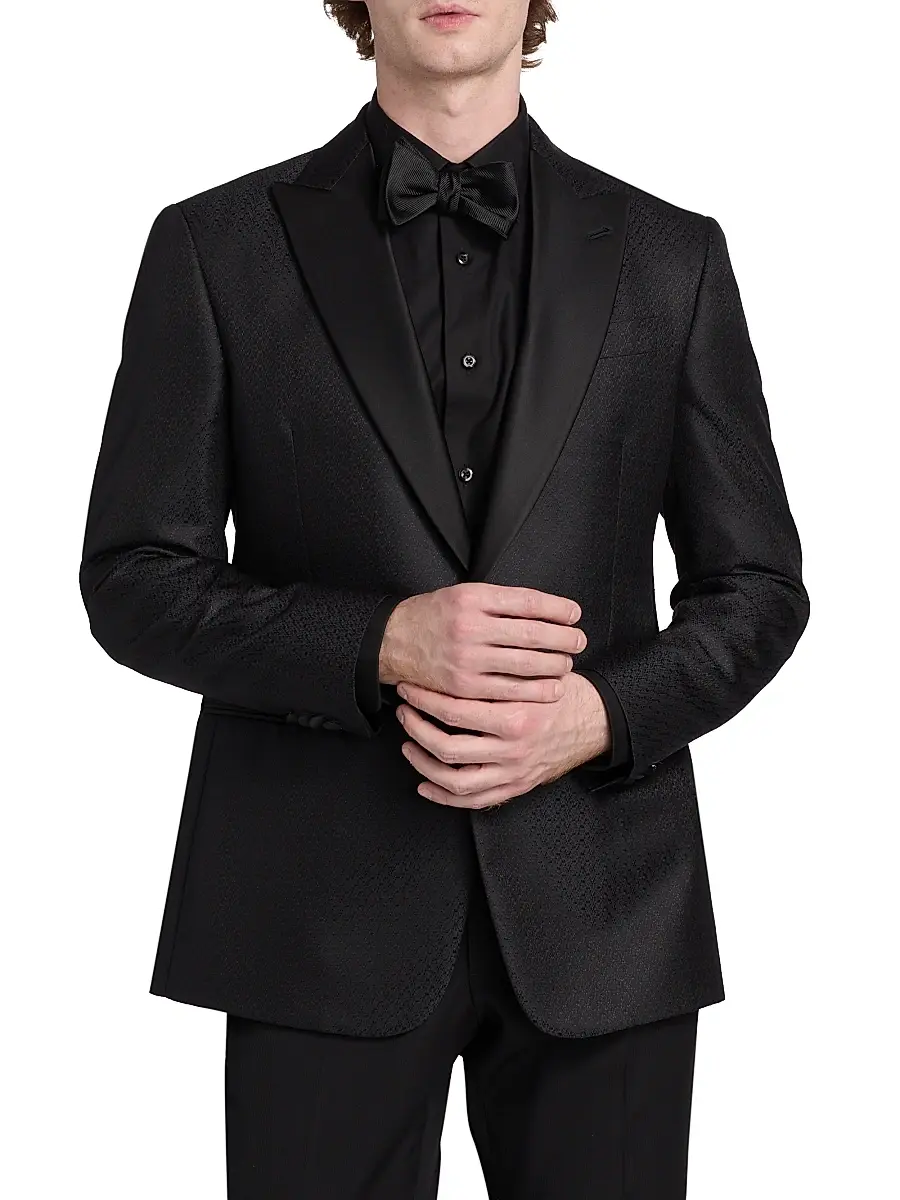 Giorgio Armani Men's Printed Dinner Jacket - Black | Thumbnail 3