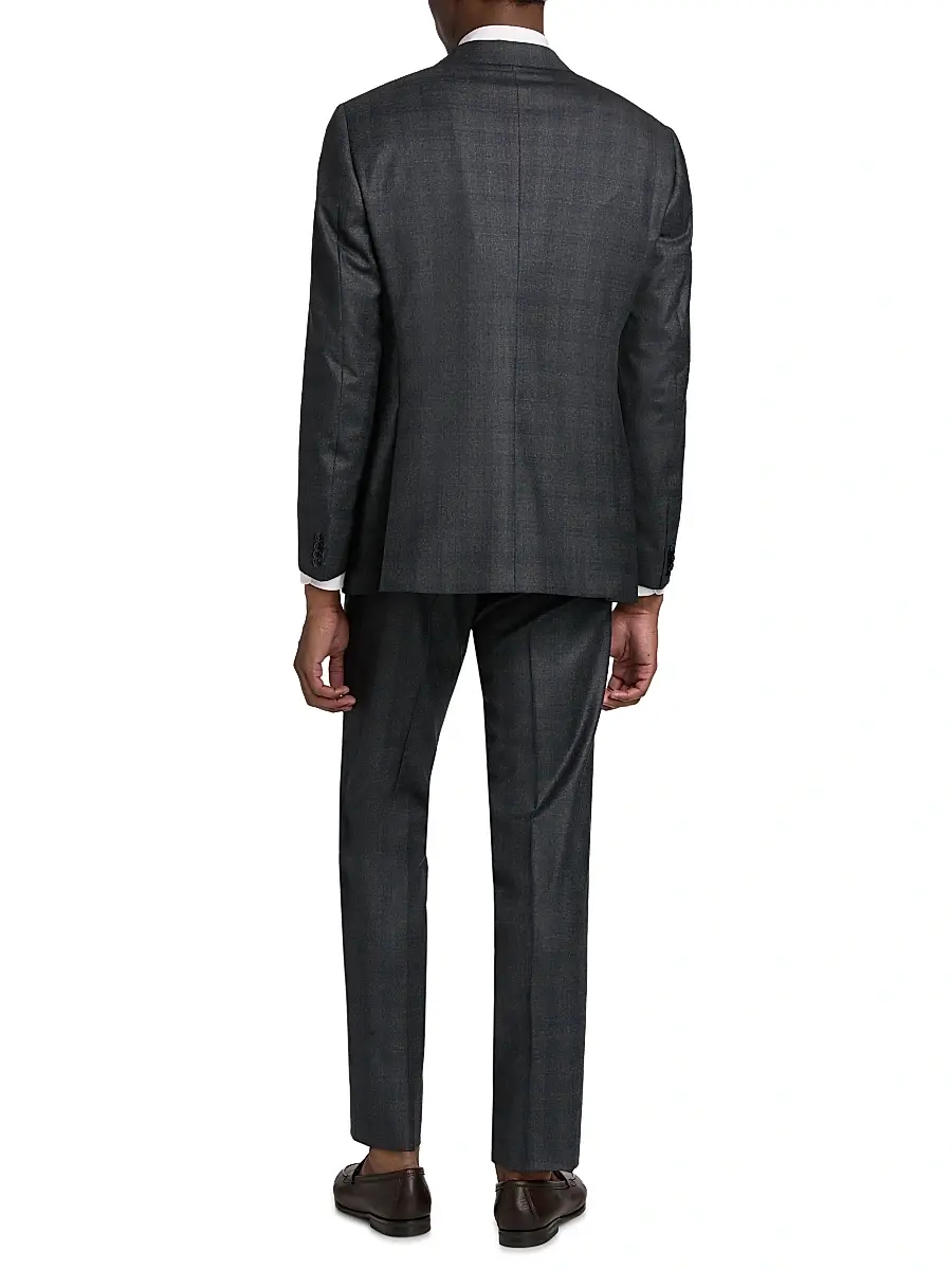 Giorgio Armani Men's Windowpane Plaid Wool-Cashmere Suit - Dark Grey Blue | Thumbnail 5 Giorgio Armani Men's Windowpane Plaid Wool-Cashmere Suit - Dark Grey Blue | Thumbnail 5