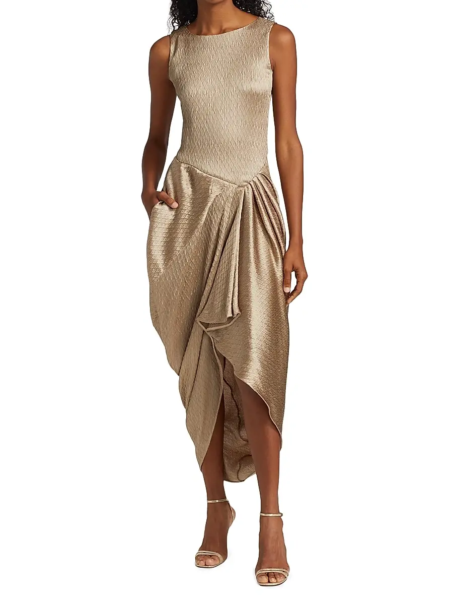 Giorgio Armani Women's Textured Draped Dress | Thumbnail 2 Giorgio Armani Women's Textured Draped Dress | Thumbnail 2