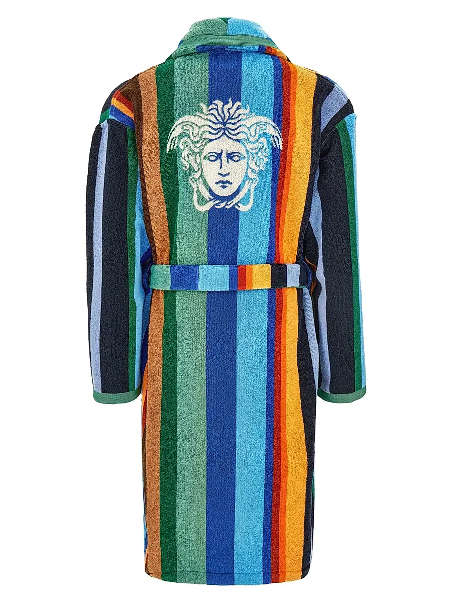 Versace Men's Medusa Jacquard Striped Terry Robe | Thumbnail 2 Versace Men's Medusa Jacquard Striped Terry Robe | Thumbnail 2