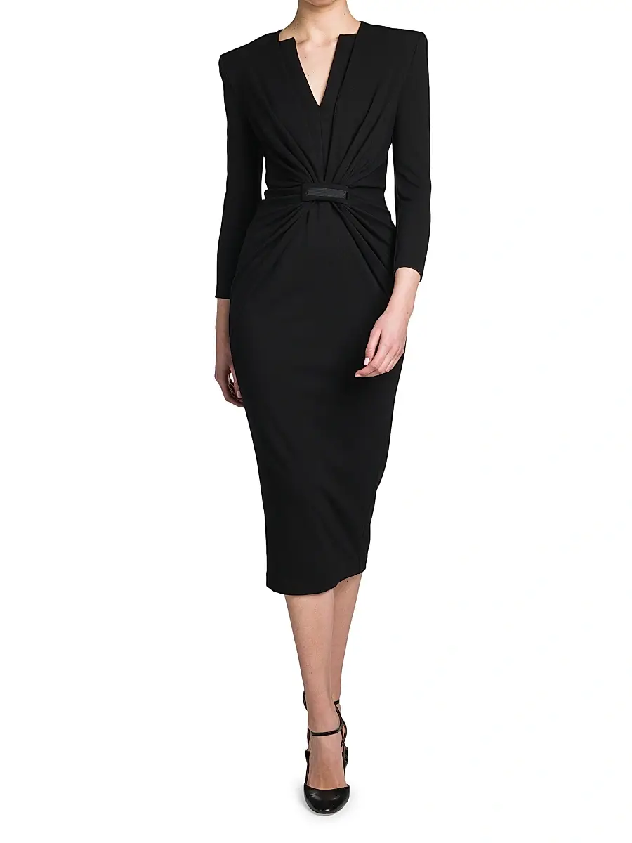 Giorgio Armani Women's Gathered Jersey Sheath Dress - Nero | Thumbnail 3