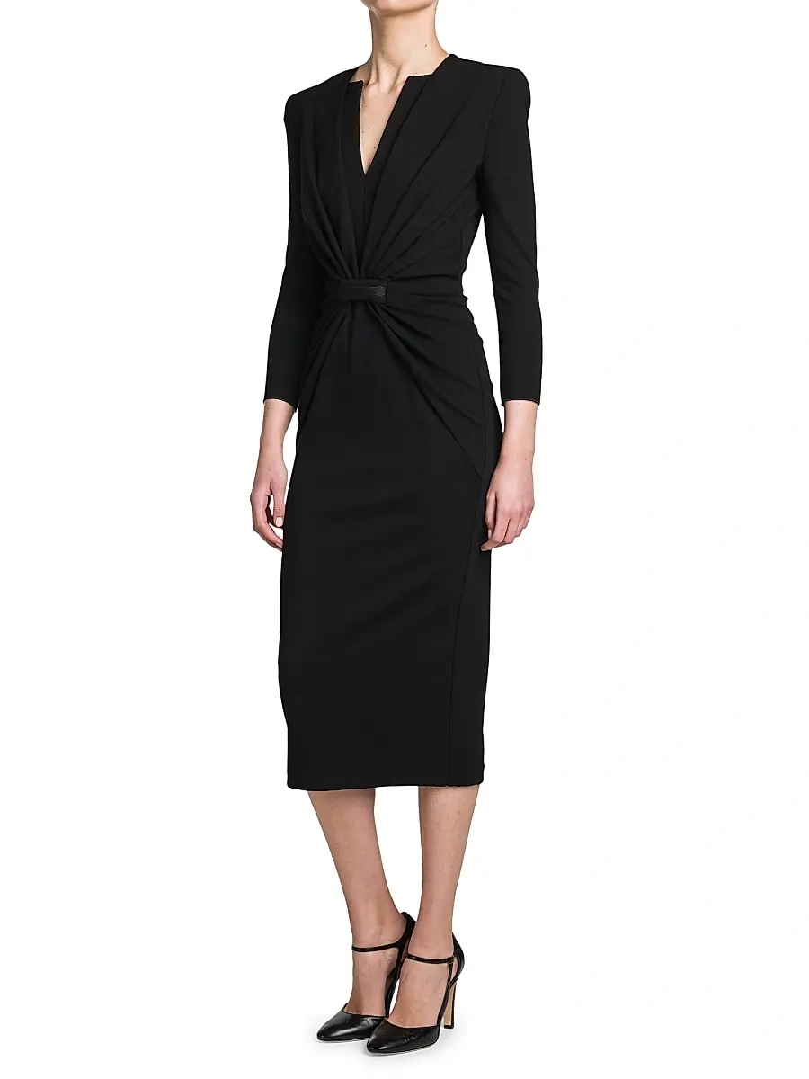 Giorgio Armani Women's Gathered Jersey Sheath Dress - Nero | Thumbnail 4